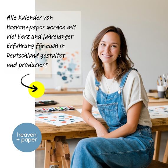 heaven+paper Kalender 2026 Wandkalender 5 Spalten – Familienkalender im Kunstdesign, Kalender 2026 für fünf zum aufhängen mit Aquarell – Made in Germany
