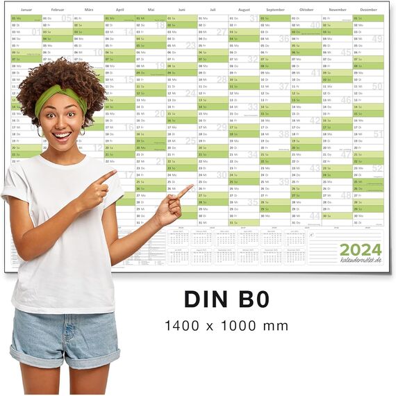 Wandkalender 2026 abwischbar Din B0 XXL Jahresplaner 140x100 cm groß inklusive 1 Marker, feucht korrigierbar. Jahreskalender, Kalender 2026 in deutscher Sprache von Kalenderoutlet