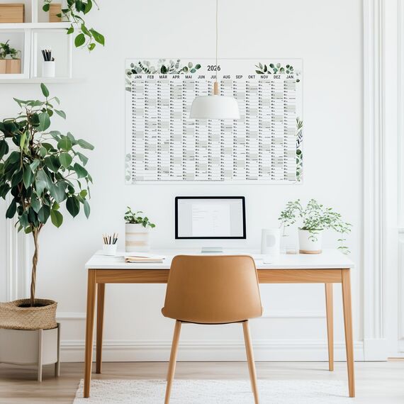 heaven+paper® Wandkalender 2026 | Jahresplaner 2026 A1 | Jahreskalender 26 aus FSC zertifizierten Naturpapier | 12 Monate mit Feiertagen | Calendar made in Germany | XXL Wandkalender | Wandplaner