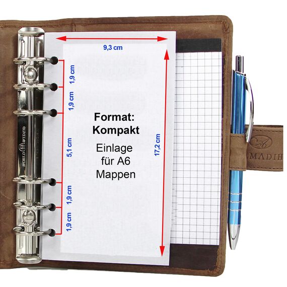A6 Kalendereinlage 2026 (1 Woche auf 2 Seiten)Wochenplaner für alle gängige Ledermappen Terminplaner Organizer Kombimappe Zeitplaner Ersatz Kalender Einlagen Wochen Kalendarium Jahresplan (A6 Kompakt)