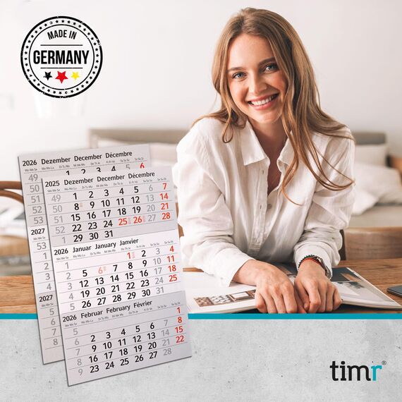 Timr Ersatz Kalendarium 2026 und 2027 I magnetisch I für Tischkalender aus Edelstahl in gebürsteter Optik Geschenkidee für Freunde Familie I tr283