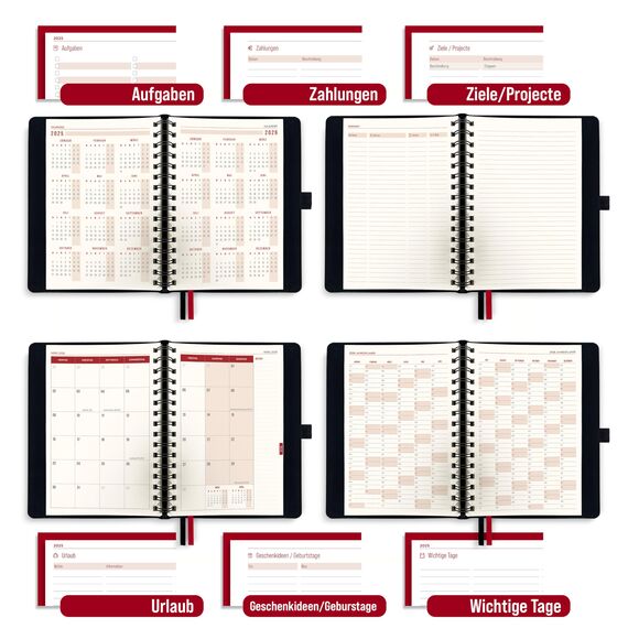 colortouch Terminplaner 2026, Kalender A5, Wochenplaner mit Softcover, Terminkalender Ringbuch, 30 Minuten-Intervalle Planer mit 2 Blatt Aukfleber auf Deutsch, Buchkalender 14 Monate (Nov 25-Dez 26)