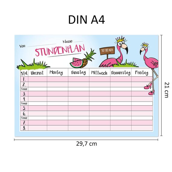younikat Stundenplan magnetisch abwischbar I Flamingo I inkl. Stift I wiederbeschreibbar I Einschulung I dv249