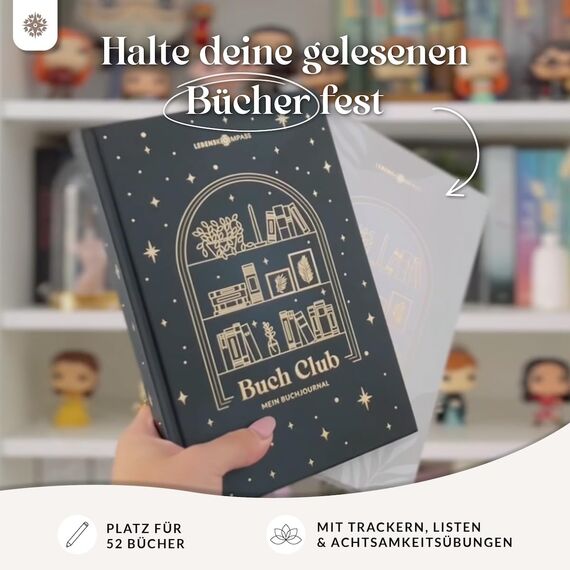 Lebenskompass Buchclub - Das Lesetagebuch & Book Journal "SAPHIR" - Hardcover DIN A5 Tagebuch für Erwachsene - Book Club Reading Bullet Journal Tracker - Booktok