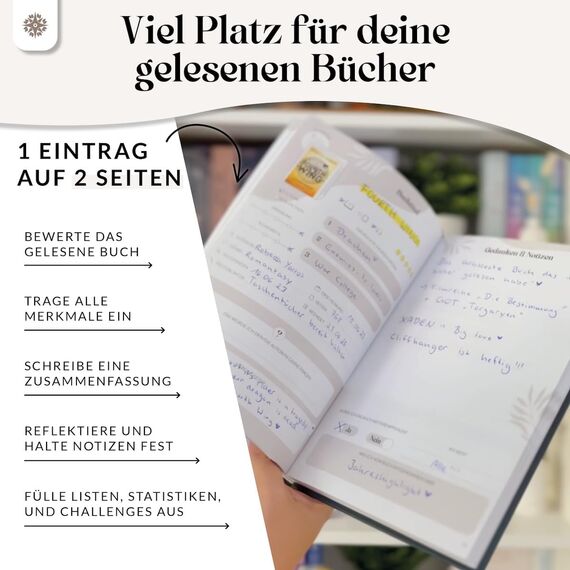 Lebenskompass Buchclub - Das Lesetagebuch & Book Journal "SAPHIR" - Hardcover DIN A5 Tagebuch für Erwachsene - Book Club Reading Bullet Journal Tracker - Booktok