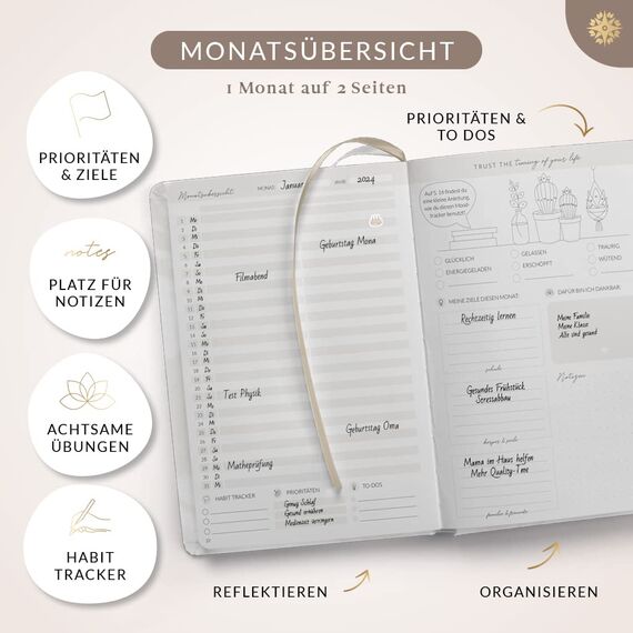 Lebenskompass® Schülerkalender ”Heavenly” A5 OHNE DATUM - Schöner Schülerplaner mit vielen Extras - Hausaufgabenheft 2024/2025 für Schüler undatiert Schulplaner 2024 2025