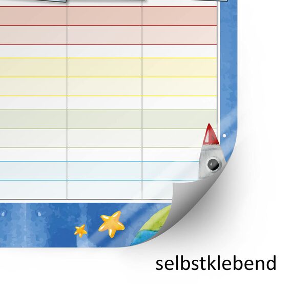 younikat Stundenplan abwischbar selbstklebend I Weltall I inkl. Stift I wiederbeschreibbar I Schulanfang I dv547
