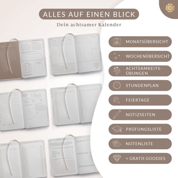 Lebenskompass® Schülerkalender ”Heavenly” A5 OHNE DATUM - Schöner Schülerplaner mit vielen Extras - Hausaufgabenheft 2024/2025 für Schüler undatiert Schulplaner 2024 2025