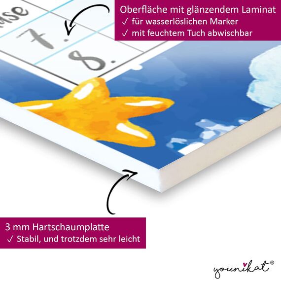 younikat Stundenplan abwischbar zum aufhängen I Weltall I inkl. Stift wiederbeschreibbar I Grundschule Jungen Mädchen I dv889