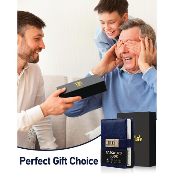 WEMATE Passwortbuch mit Schloss, Passwortbuch mit alphabetischen Registerkarten, 600+ Passwort-Leerzeichen, und Passwort-Organizer-Logbuch mit Schloss, Passwortaufbewahrung für Computer- und