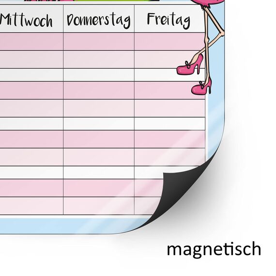 younikat Stundenplan magnetisch abwischbar I Flamingo I inkl. Stift I wiederbeschreibbar I Einschulung I dv249