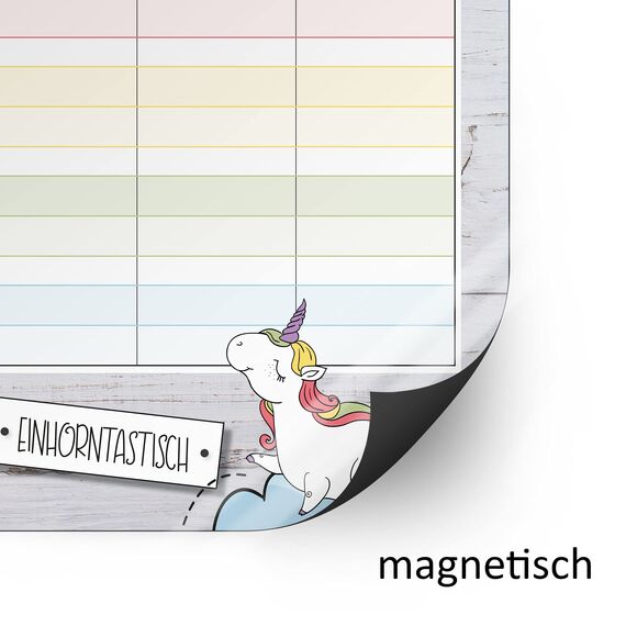 younikat Stundenplan magnetisch abwischbar I Einhorn I inkl. Stift I wiederbeschreibbar I Einschulung I dv248