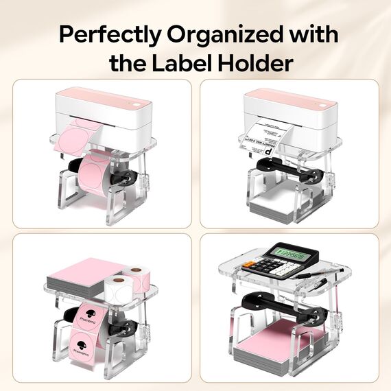 Phomemo Etikettenhalter, Thermobeschriftungshalter für Rollen und Endlosetiketten, 3-in-1-Etikettenhalter für Drucker, Rollen und Gestapelte Etiketten, Kompatibel mit Desktop-Etikettendruckern