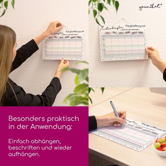 younikat Stundenplan abwischbar zum aufhängen I Konfetti I inkl. Stift wiederbeschreibbar I Grundschule Jungen Mädchen I dv972