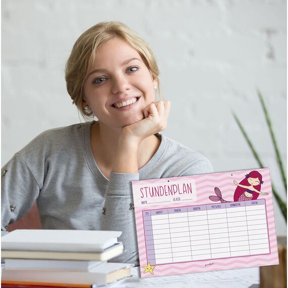 younikat Stundenplan abwischbar Meerjungfrau zum aufhängen inkl. Stift wiederbeschreibbar I Einschulung Jungen Mädchen I dv974