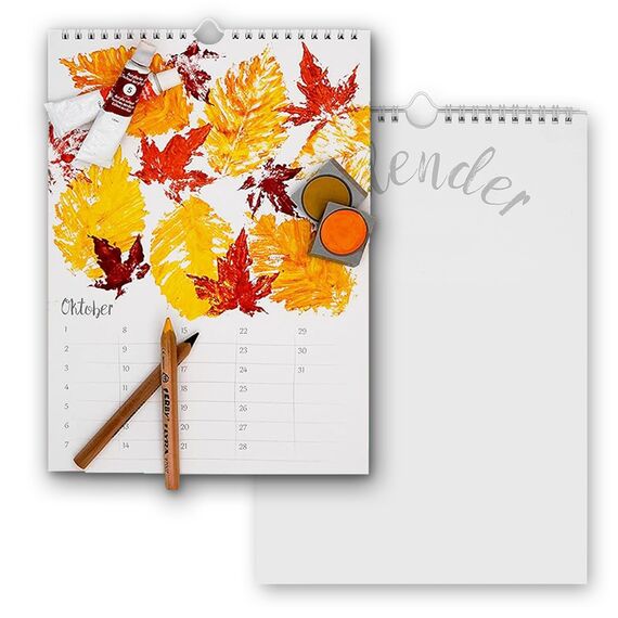 Bastelkalender Immerwährend DIN A4 zum Selbergestalten sanftweiß • Nachhaltiger DIY-Wandkalender zum Aufhängen • extra dicker 250 g/m² Recycling-Karton •Wandplaner