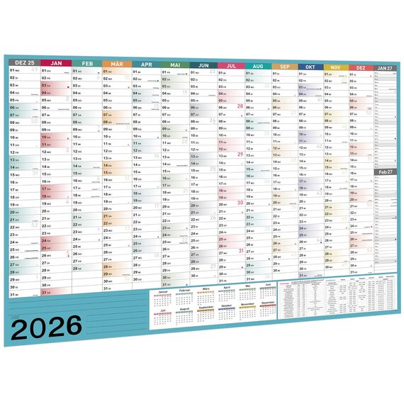 Kalender 2026 Wandkalender - XXL Wandkalender 2026 Größ (100 x 70 cm), von Jan bis Dez 2026, für Schüler und LehrerGeburtstagskalender - Morandi