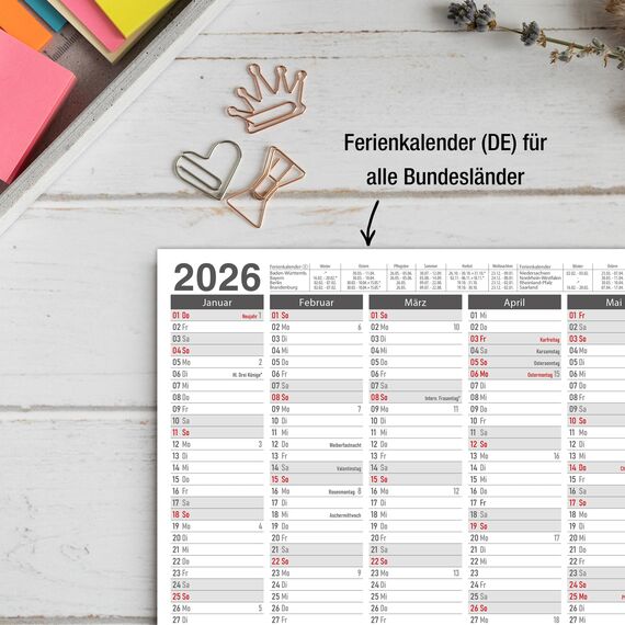 TOBJA abwischbarer Wandkalender 2026 A4 - "Anthrazit" Jahresplaner 2026 abwischbar, inkl. 4 Stifte. Tafelkalender 2026, Robuster Kalender A4 (abwischbar +4 Stifte)