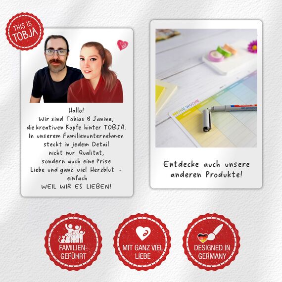 TOBJA abwischbarer Wandkalender 2026 A4 - "Anthrazit" Jahresplaner 2026 abwischbar, inkl. 4 Stifte. Tafelkalender 2026, Robuster Kalender A4 (abwischbar +4 Stifte)