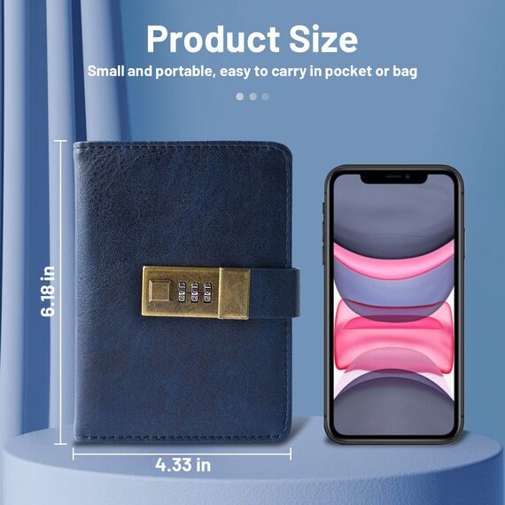 WEMATE Passwortbuch mit Schloss, Passwortbuch mit alphabetischen Registerkarten, 600+ Passwort-Leerzeichen, und Passwort-Organizer-Logbuch mit Schloss, Passwortaufbewahrung für Computer- und