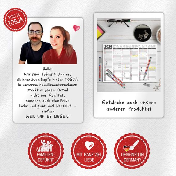 TOBJA Taschenkalender 2026 A6 schwarz - 1 Woche 2 Seiten, Robustes Hardcover, Taschenkalender 2026 klein, Ferien & Feiertage, 2 Lesebändchen & Gummibandverschluss, Kalender 2026 a6 [black]