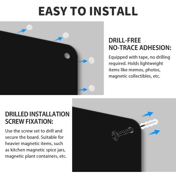 ALANGDUO 2 Stück Magnettafel Schwarz, 42 X 30cm Magnettafel Magnetboard, Magnetwand Magnetische Kreidetafel zum Präsentieren von Notizen, Fotos, Gewürzgläsern, für Wohnung Büro Küche