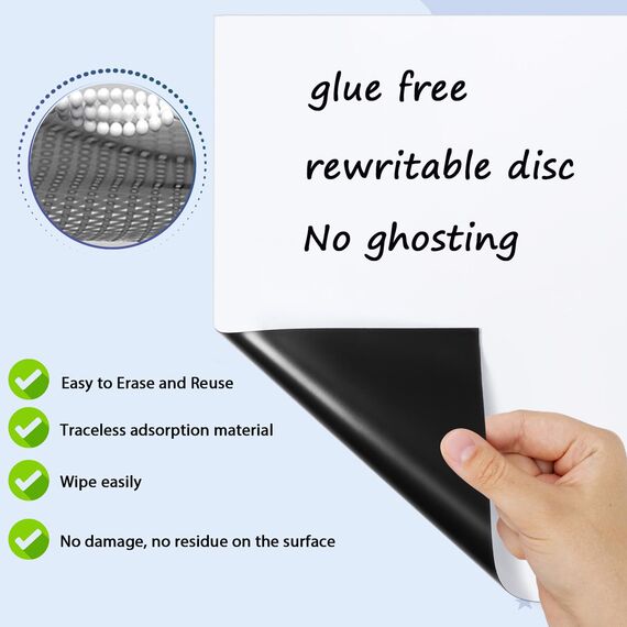 Blendura A3 Magnetische Whiteboard-Folie, Magnettafel für Kühlschrank mit 5 Stiften und Schwamm, DIY Magnetisches für Schule, Büro und Zuhause