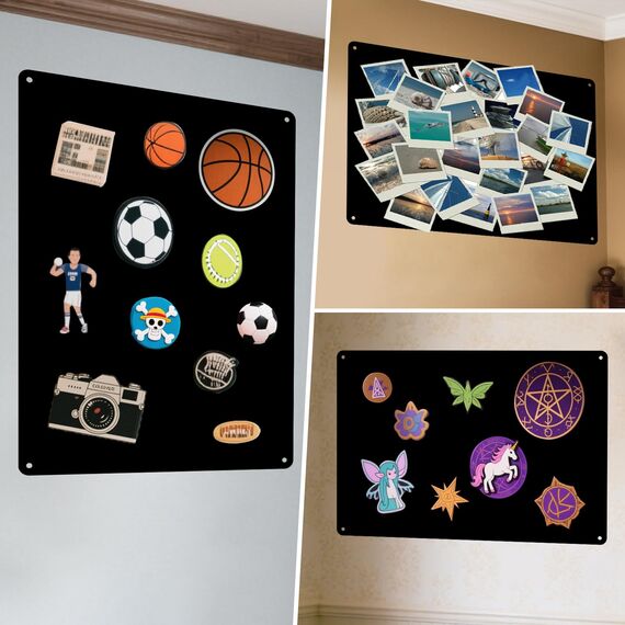 ALANGDUO 2 Stück Magnettafel Schwarz, 42 X 30cm Magnettafel Magnetboard, Magnetwand Magnetische Kreidetafel zum Präsentieren von Notizen, Fotos, Gewürzgläsern, für Wohnung Büro Küche