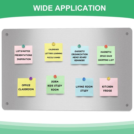 Raweao Magnettafel für Wand, Magnetisch Tafel für Feiertage 43.5x29x0.08cm, A3 Kleine Magnetwand Metalltafel für Wohnung Büro und Küche (Edelstahl - 1 Stück)