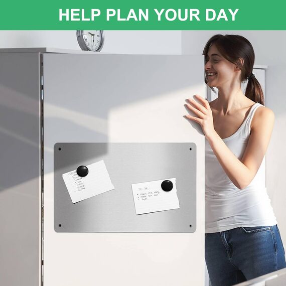 Raweao Starke Magnetische Metalltafel, Magnetwand für Kühlschrankmagnete, 43.5x29x0.08cm A3 Kleine Magnettafel für Wohnung Büro und Küche (Edelstahl - 2 Stück)