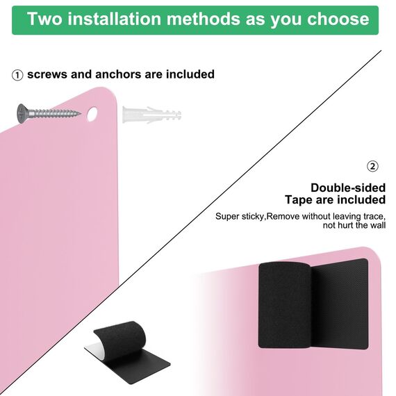 Raweao Magnetwand aus Rosa Metall, Multifunktionale Ungebohrte Magnettafel zur Anzeige von Reisemagneten Fotos Spielzeug Rezepten, 43.5x29x0.08cm (Rosa - 2 Stück)