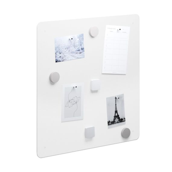 Flatbo Magnettafel aus Metall, 50 x 50 cm, Tafel für Postkarten, Urlaubssouvenirs oder Notizen. Inklusive 4 Magnete und Montageset.