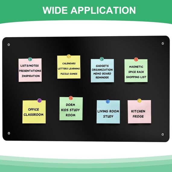 Raweao Schwarz Magnettafel aus Metall, 43.5x29x0.08cm Klein Magnethalter für Magnetische Souvenirs, Tickets, Karten für Zuhause, Küche und Büro (Schwarz - 2 Stück)