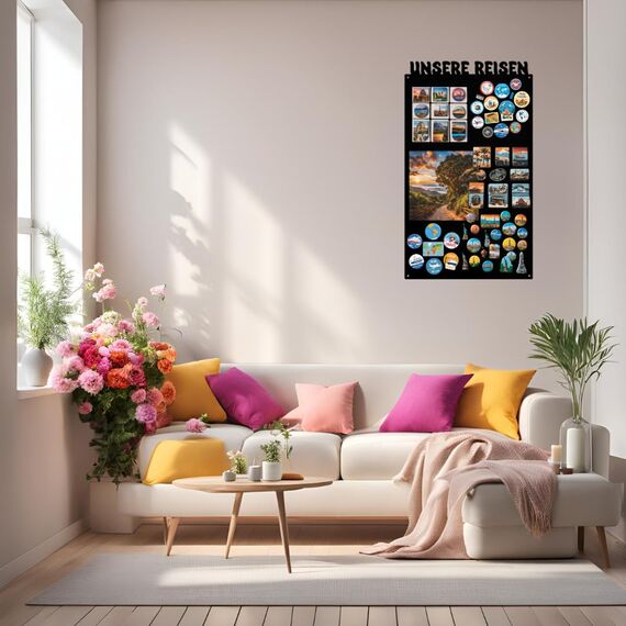 Magnettafel Schwarz 85x50cm Unsere Reichen, Metall Magnetische Tafel, Magnetboard, Magnetwand, Wandmontage, für Wohnzimmer, Küche Flur Kinderzimmer Büro, Tafel für Touristenmagnete Notizen und Fotos