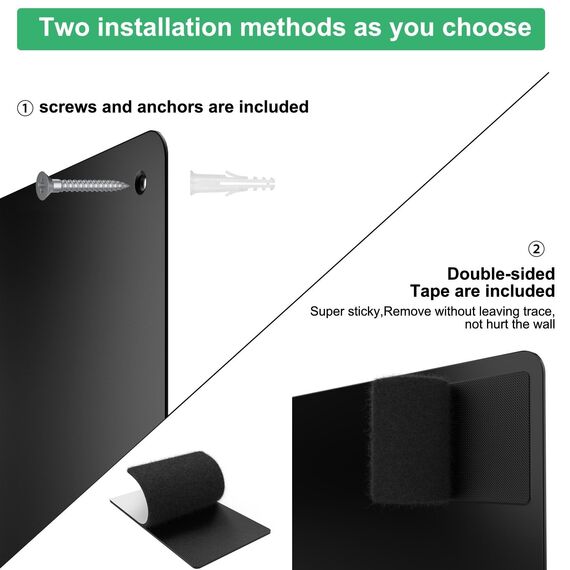 Raweao Schwarz Magnettafel aus Metall, 43.5x29x0.08cm Klein Magnethalter für Magnetische Souvenirs, Tickets, Karten für Zuhause, Küche und Büro (Schwarz - 2 Stück)