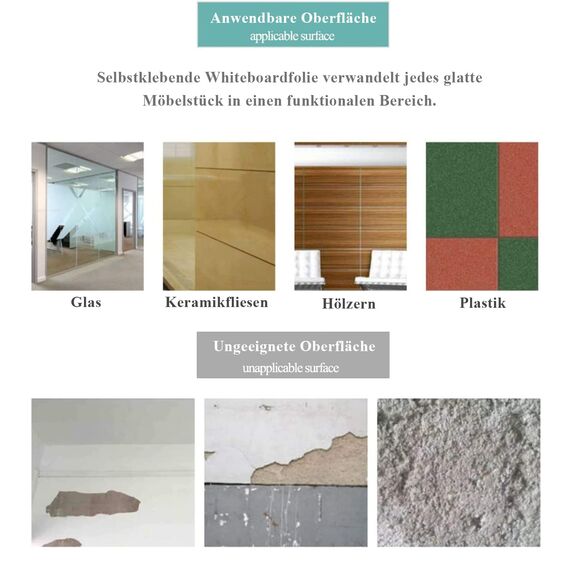 Warasee Tafelfolie Magnetisch Selbstklebend, 60 * 100cm Magnetfolie Selbstklebend Schwarz, Abwischbar Kreidefolie, Magnettafel für glatten Oberflächen in Schule Büro Haus, mit Kreidemarkern & Tuche