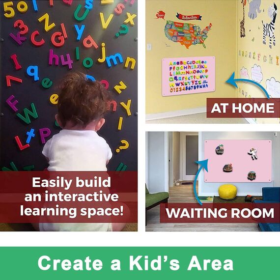 Raweao Magnettafel aus Metall, Rosa Magnetisch Tafel zur Anzeige von Magnetbuchstaben Tieren Fotos Spielzeug, Ideal für Kinderzimmer Ferien Magnete Lernmaterial (Rosa - 1 Stück)