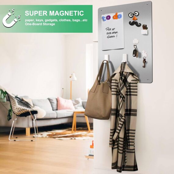 Raweao Starke Magnetische Metalltafel, Magnetwand für Kühlschrankmagnete, 43.5x29x0.08cm A3 Kleine Magnettafel für Wohnung Büro und Küche (Edelstahl - 2 Stück)