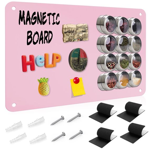 Raweao Magnettafel aus Metall, Rosa Magnetisch Tafel zur Anzeige von Magnetbuchstaben Tieren Fotos Spielzeug, Ideal für Kinderzimmer Ferien Magnete Lernmaterial (Rosa - 1 Stück)