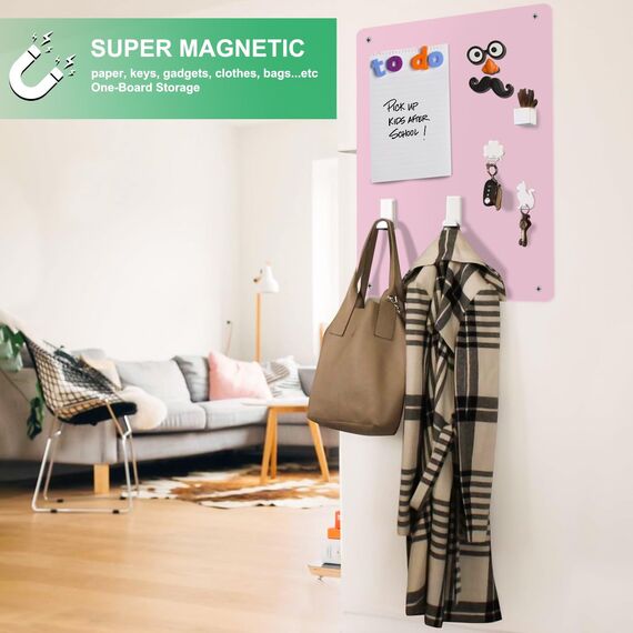 Raweao Magnetwand aus Rosa Metall, Multifunktionale Ungebohrte Magnettafel zur Anzeige von Reisemagneten Fotos Spielzeug Rezepten, 43.5x29x0.08cm (Rosa - 2 Stück)