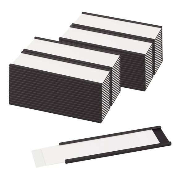 LLPT Magnetische Etikettenhalter | Beschreibbare Magnet-Etiketten für Schule Büro Whiteboards Kühlschränke Magnettafeln (MH3150) | 50 Stück | 30MM x 100MM