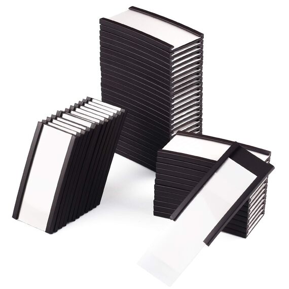 LLPT Magnetische Etikettenhalter | Beschreibbare Magnet-Etiketten für Schule Büro Whiteboards Kühlschränke Magnettafeln (MH2150) | 50 Stück | 25MM x 50MM