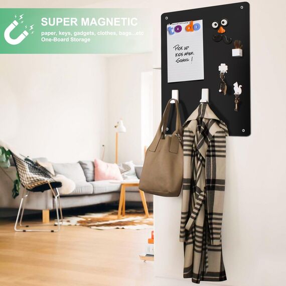 Raweao Schwarz Magnettafel aus Metall, 43.5x29x0.08cm Klein Magnethalter für Magnetische Souvenirs, Tickets, Karten für Zuhause, Küche und Büro (Schwarz - 2 Stück)