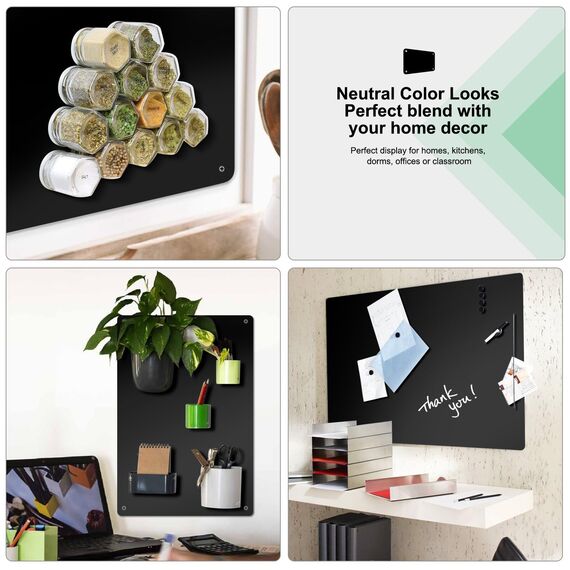 Raweao Starke Magnetisch Tafel für Wand, kleine A3 Magnettafel zur Souvenir Aufbewahrung, 43.5x29x0.08cm Multifunktionale Magnetische Pinnwand fürs Büro(Schwarz - 1 Stück)