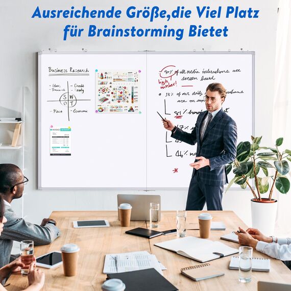 maxtek Whiteboard Magnetisch 150 x 100 cm, Magnettafel Groß mit Aluminiumrahmen und Abnehmbarem Tablett, Trocken Abwischbar Beidseitig Beschreibbar Pinnwand Magnetisch, Geeignet für Büro, Schule, Haus