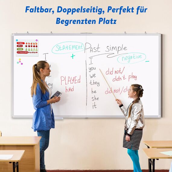 maxtek Whiteboard Magnetisch 180 x 120 cm, Magnettafel Groß mit Aluminiumrahmen und Abnehmbarem Tablett, Trocken Abwischbar Beidseitig Beschreibbar Pinnwand Magnetisch, Geeignet für Büro, Schule, Haus