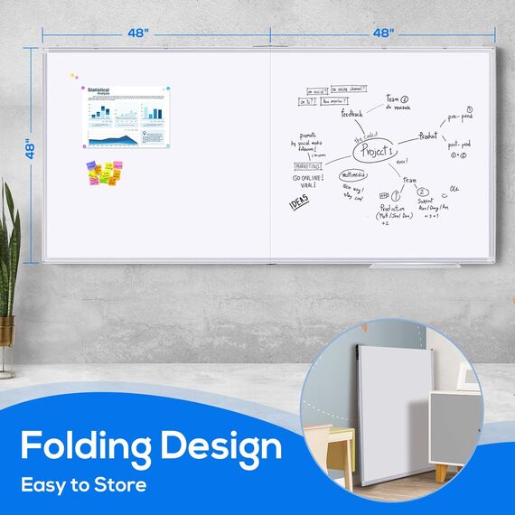 maxtek Whiteboard Magnetisch, 240 X120 cm Magnettafel Groß White Board Magnetwand mit 3 Whiteboard Stifte, 6 Magnete and 1 White Board Radiergummi, für Schule, Haus und Büro