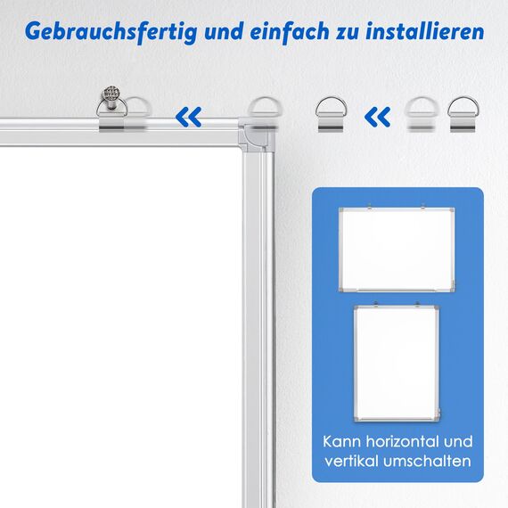maxtek Magnettafel Whiteboard 60 x 45cm, Pinnwand Magnetisch mit Aluminiumrahmen, Trocken Abwischbar Magnetwand, Einfach zu Montieren und Leicht Aufhängen