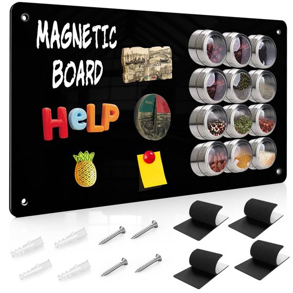 Raweao Starke Magnetisch Tafel für Wand, kleine A3 Magnettafel zur Souvenir Aufbewahrung, 43.5x29x0.08cm Multifunktionale Magnetische Pinnwand fürs Büro(Schwarz - 1 Stück)