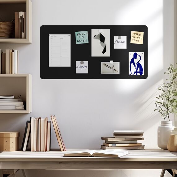 Flatbo Magnettafel aus Metall, 70 x 35 cm, Tafel für Postkarten, Urlaubssouvenirs oder Notizen. Inklusive 4 Magnete und Montageset.